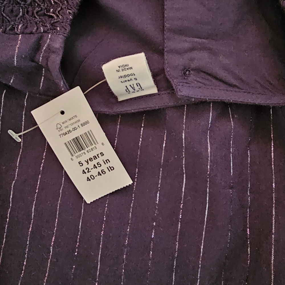 GAP navy dress with silver stripes 5T - Picture 3 of 3